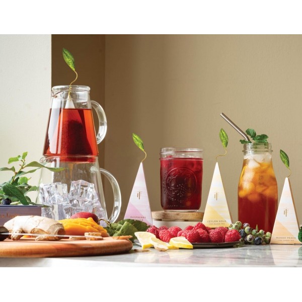Set cadou cu ceainic pentru ceai rece si 5 piramide ceai rece Blueberry Merlot Gift - Tea Forte Produse 235,00 lei