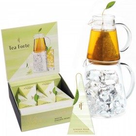 Set cadou cu ceainic pentru ceai rece si 5 piramide ceai rece Tea White Ginger Pear Gift set - Tea Forte Produse 235,00 lei