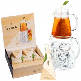 Set cadou cu ceainic pentru ceai rece si 5 piramide ceai rece Iced Tea Green Mango Peach Gift - Tea Forte Produse 235,00 lei