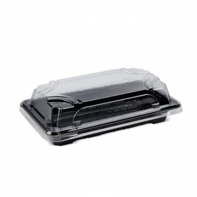 Caserola sushi, baza neagra + capac transparent, 160*91*h20 mm, 100buc Polipropilena 47,28 lei