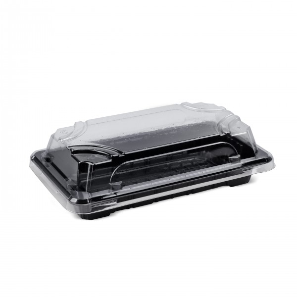 Caserola sushi, baza neagra + capac transparent, 160*91*h20 mm, 100buc Polipropilena 47,28 lei