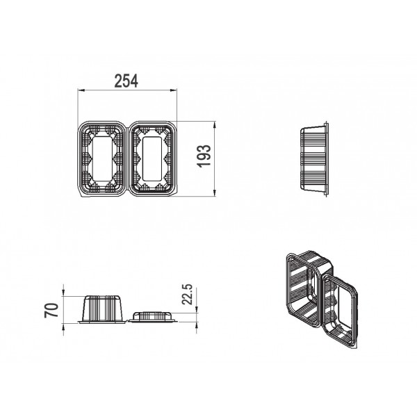 Caserole 1000gr, cu capac inalt, 193*127*h92.5 mm, 100buc Produse 57,30 lei