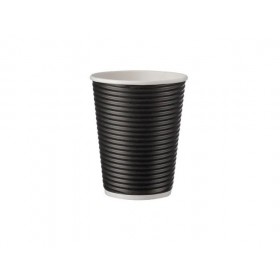 Pahare carton 235ml - 8oz, perete ripped, Black, D80, 25buc Pahare din carton 9,35 lei