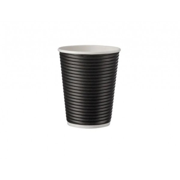 Pahare carton 235ml - 8oz, perete ripped, Black, D80, 25buc Pahare din carton 9,35 lei