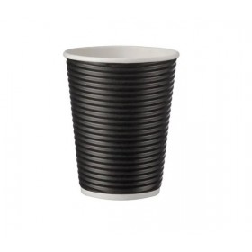 Pahare carton 350ml - 12oz ripple negru D90 (25buc) Pahare natur 9,59 lei