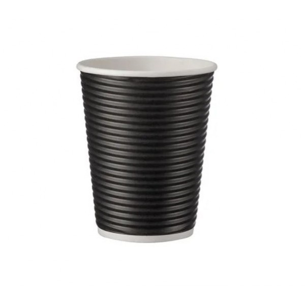 Pahare carton 470ml - 16oz ripple negru D90 (25buc) Pahare natur 11,90 lei