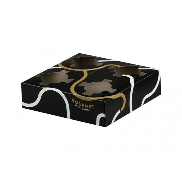 Suport 4 pahare, cutie carton negru, design Gourmet, 50buc Suport transport 22,90 lei