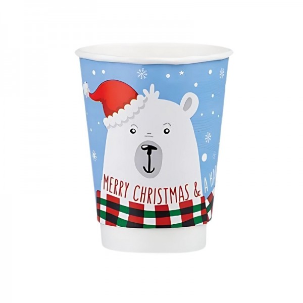 Pahare carton 470ml - 16oz Christmas, double wall D90, 25buc Pahare bauturi calde 10,90 lei