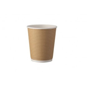 Pahare carton 235ml - 8oz, perete ripped, Kraft, D80, 25buc Pahare din carton 9,35 lei