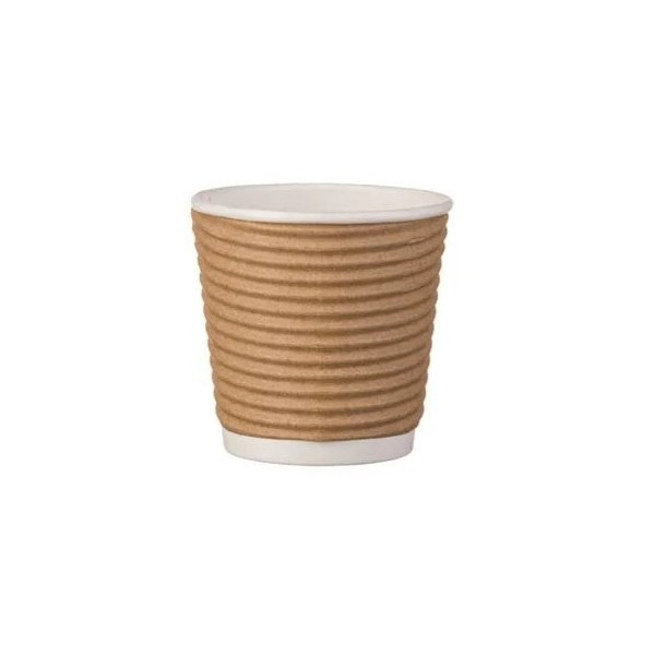 Pahare carton 120ml - 4oz, perete ripped, Kraft, D62, 25buc Pahare din carton 5,55 lei