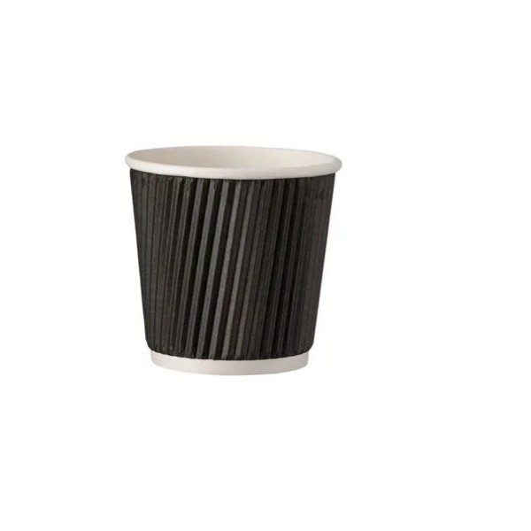 Pahare carton 120ml - 4oz ripple negru D62 (25buc) Pahare din carton 5,29 lei