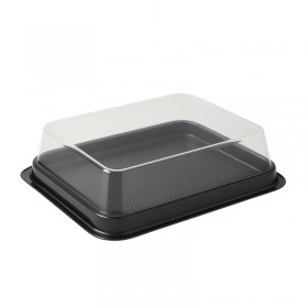 Platou negru, dreptunghiular, cu capac transparent, 265*193*h60 mm, 70buc Produse 242,83 lei