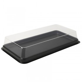 Platou negru, dreptunghiular, cu capac transparent, 400*195*h60 mm, 70buc Produse 344,03 lei