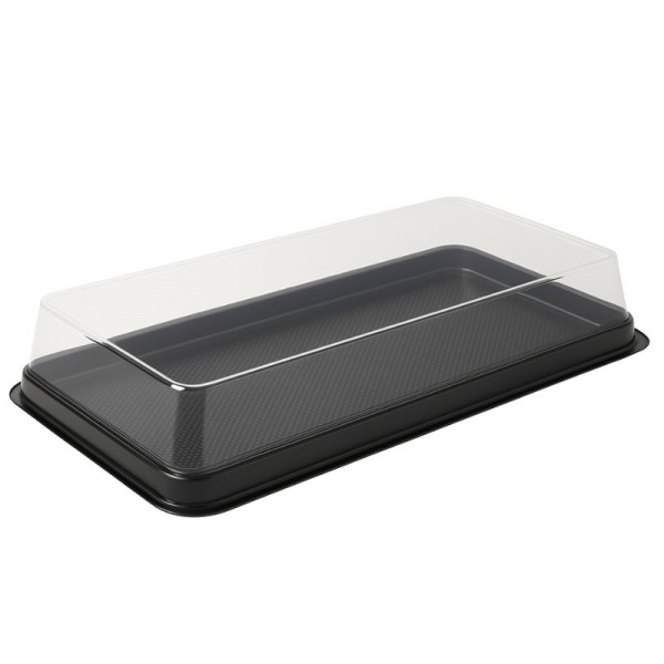 Platou negru, dreptunghiular, cu capac transparent, 400*195*h60 mm, 70buc Produse 344,03 lei