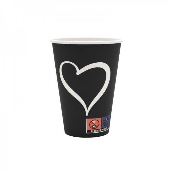 Pahare carton 200ml - 7oz negru, design heart, D70, 50buc Produse 6,64 lei