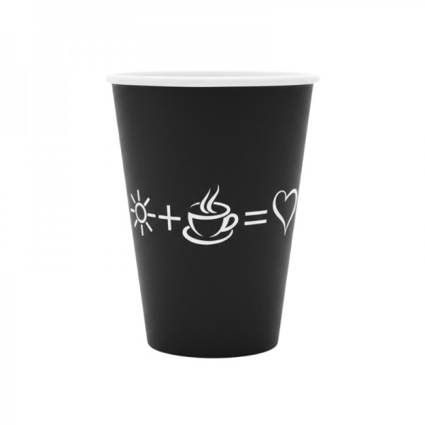 Pahare carton 200ml - 7oz negru, design heart, D70, 50buc Produse 6,64 lei