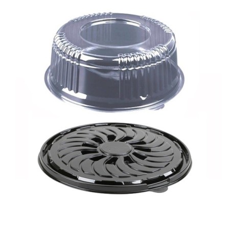 Caserole tort, baza neagra + capac transparent, D20*h7.5 cm, 100buc, outlet