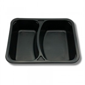 Caserole negre, termosudabile, 2 compartimente, H40mm, 50buc, outlet Outlet 19,27 lei