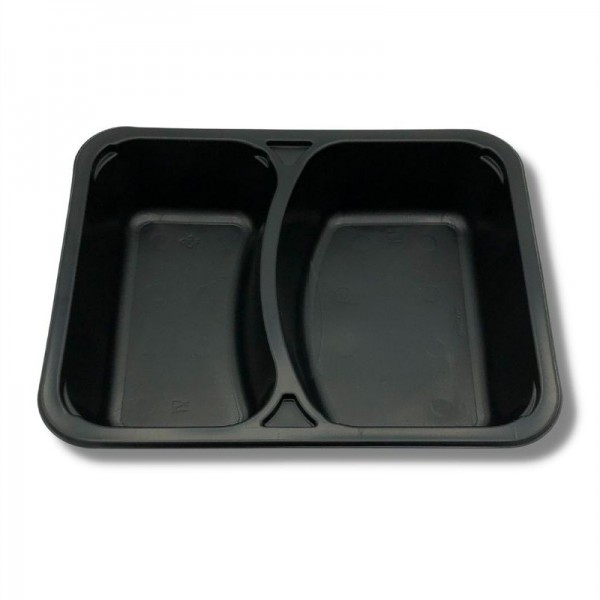 Caserole negre, termosudabile, 2 compartimente, H40mm, 50buc, outlet Outlet 19,27 lei