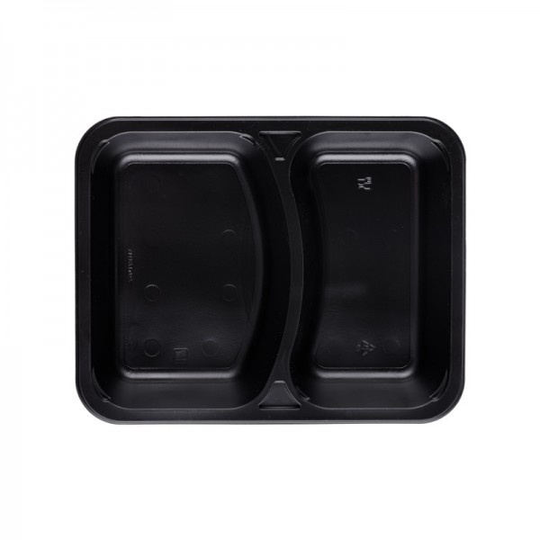 Caserole negre, termosudabile, 2 compartimente, H40mm, 50buc, outlet Outlet 19,27 lei