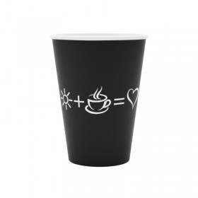 Pahare carton 470ml - 16oz negru, design heart, D90, 50buc Produse 14,29 lei