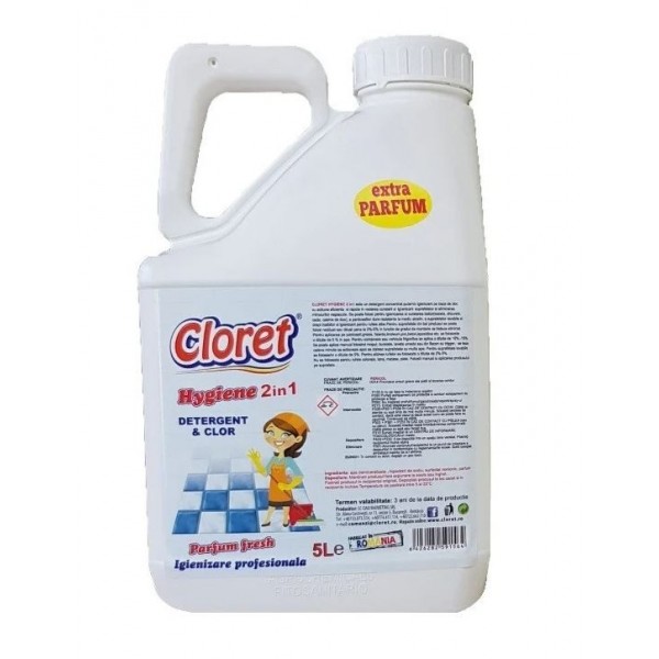 Cloret Hygiene, detergent igienizant suprafete pe baza de clor, concentrat, 2in1, 5L Produse 68,33 lei