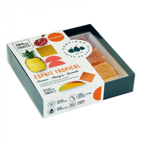 Cutie cu 18 jeleuri din pulpa de fructe autentice tropicale Confidas 240g Produse 78,75 lei