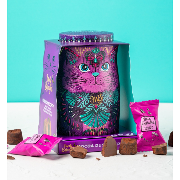 Trufe de ciocolata Monty Bojangles - Cutie metalica Violet Rebel Cat 135g Produse 116,25 lei