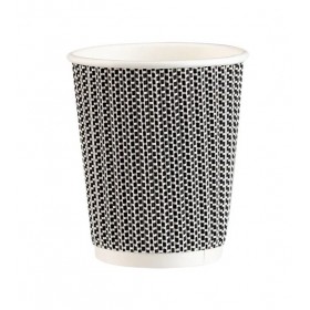 Pahare carton 235ml - 8oz, perete dublu, Black Grid, D80, 25buc Produse 8,54 lei