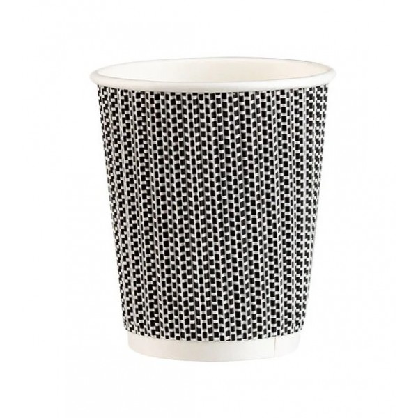 Pahare carton 235ml - 8oz, perete dublu, Black Grid, D80, 25buc Produse 8,54 lei