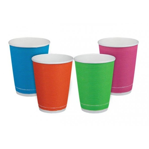 Pahare carton 235ml - 8oz, perete dublu, Mix Color, D80, 25buc Produse 8,86 lei