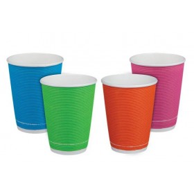 Pahare carton 350ml - 12oz, perete dublu, Mix Color, D90, 25buc Produse 10,35 lei