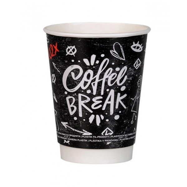 Pahare carton 350ml - 12oz, perete dublu, Coffee Break, D90, 25buc Produse 9,14 lei