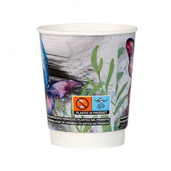 Pahare carton 235ml - 8oz, perete dublu, Butterfly, D80, 25buc Produse 6,88 lei