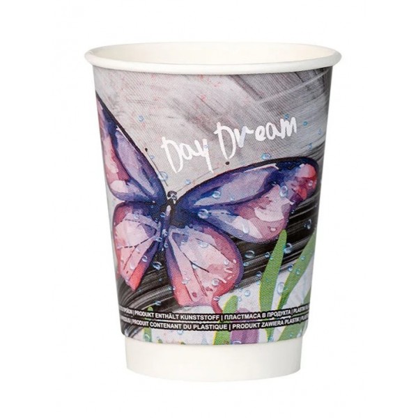 Pahare carton 350ml - 12oz, perete dublu, Butterfly, D90, 25buc Produse 9,14 lei