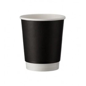 Pahare carton 235ml - 8oz, perete dublu, Matte Black, D80, 25buc Produse 6,54 lei