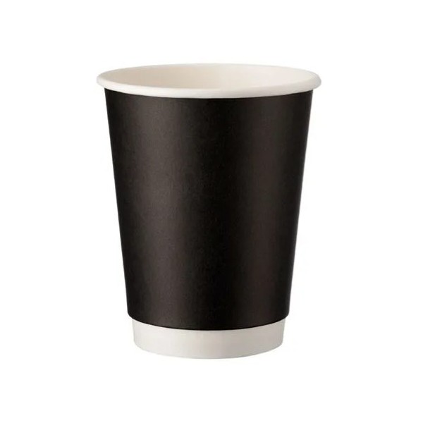 Pahare carton 350ml - 12oz, perete dublu, Matte Black, D90, 25buc Produse 9,14 lei