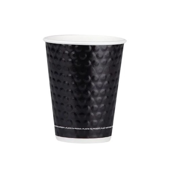 Pahare carton 350ml - 12oz, perete dublu, Bubble Black, D90, 25buc Produse 13,22 lei