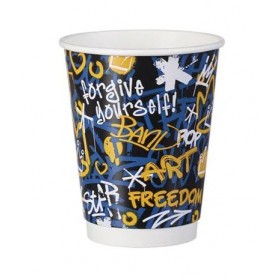 Pahare carton 235ml - 8oz, perete dublu, Graffiti Mix, D80, 25buc Produse 6,88 lei