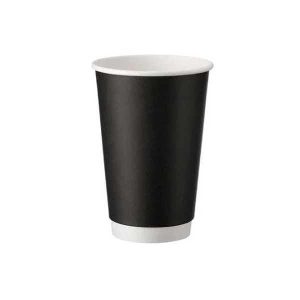 Pahare carton 470ml - 16oz, perete dublu, Matte Black, D90, 25buc Produse 11,98 lei