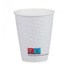 Pahare carton 235ml - 8oz, perete dublu, Bubble White, D80, 25buc