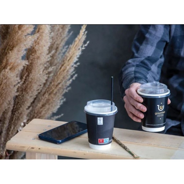 Capace transparente, D90, cu orificiu baut si pai, 12oz si 16oz, 100buc Produse 10,17 lei