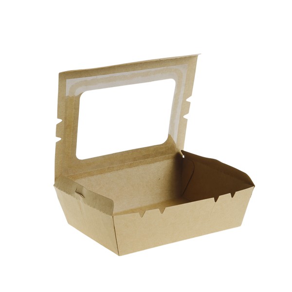 Cutie carton kraft, take-away, cu fereastra, 900cc, 50buc Produse 32,99 lei