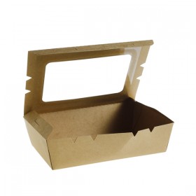 Cutie carton kraft, take-away, cu fereastra, 1200cc, 50buc Produse 38,99 lei