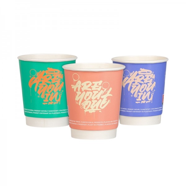 Pahare carton 235ml - 8oz, perete dublu, Street Art Design Mix, D80, 25buc Pahare din carton 6,88 lei