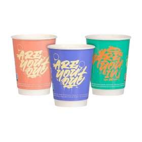 Pahare carton 350ml - 12oz, perete dublu, Street Art Design Mix, D90, 25buc Pahare din carton 9,14 lei