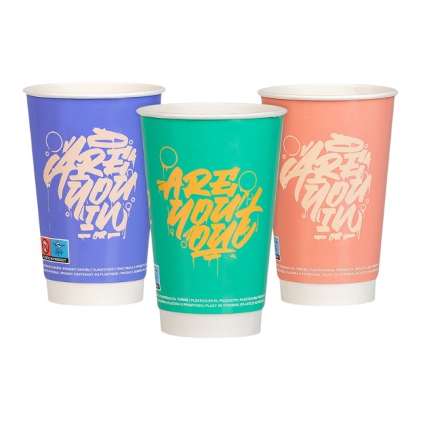 Pahare carton 470ml - 16oz, perete dublu, Street Art Design Mix, D90, 25buc Pahare din carton 10,38 lei