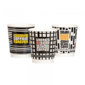 Pahare carton 235ml - 8oz, perete dublu, Geometrical Design, D80, 25buc Pahare din carton 6,88 lei