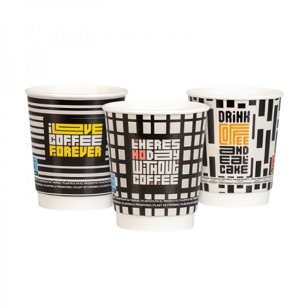 Pahare carton 235ml - 8oz, perete dublu, Geometrical Design, D80, 25buc Pahare din carton 6,88 lei