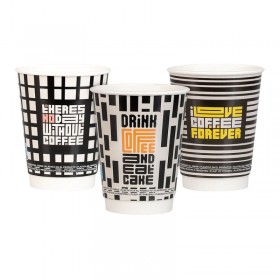 Pahare carton 350ml - 12oz, perete dublu, Geometrical Design, D90, 25buc Pahare din carton 9,14 lei